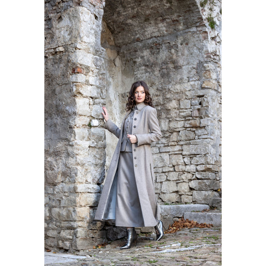 Mantel natur/braun lang