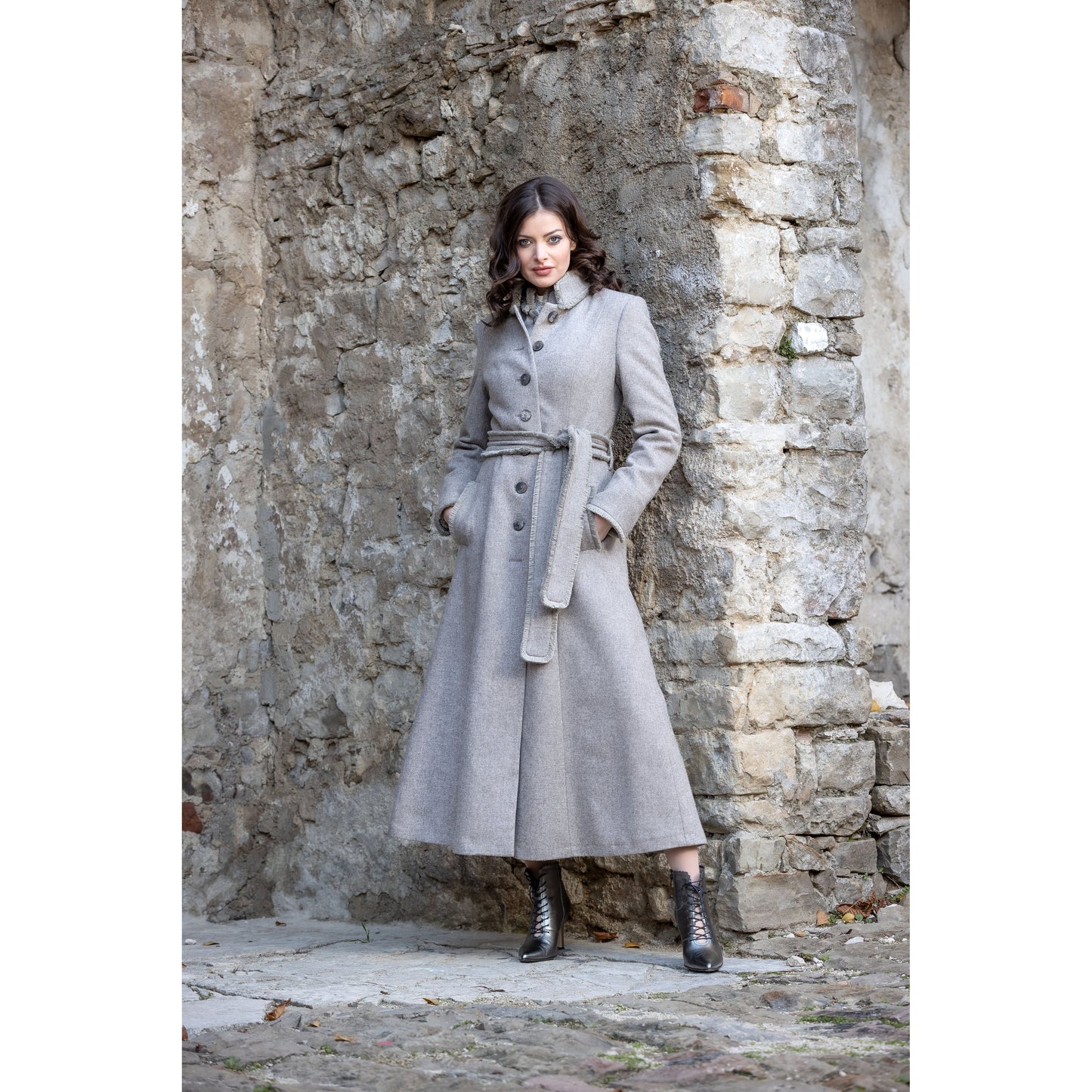 Mantel natur/braun lang