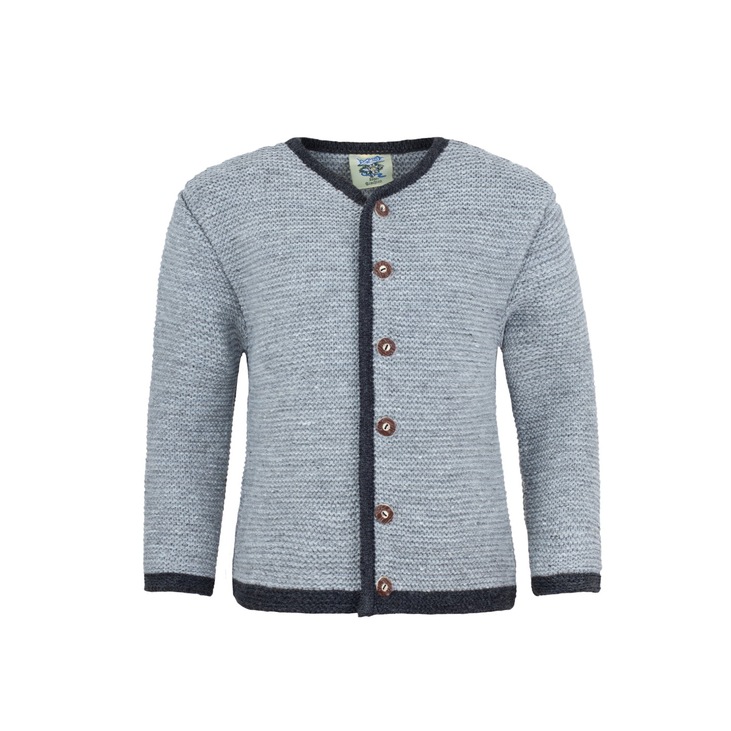 Buben Strickjacke Rundhals grau