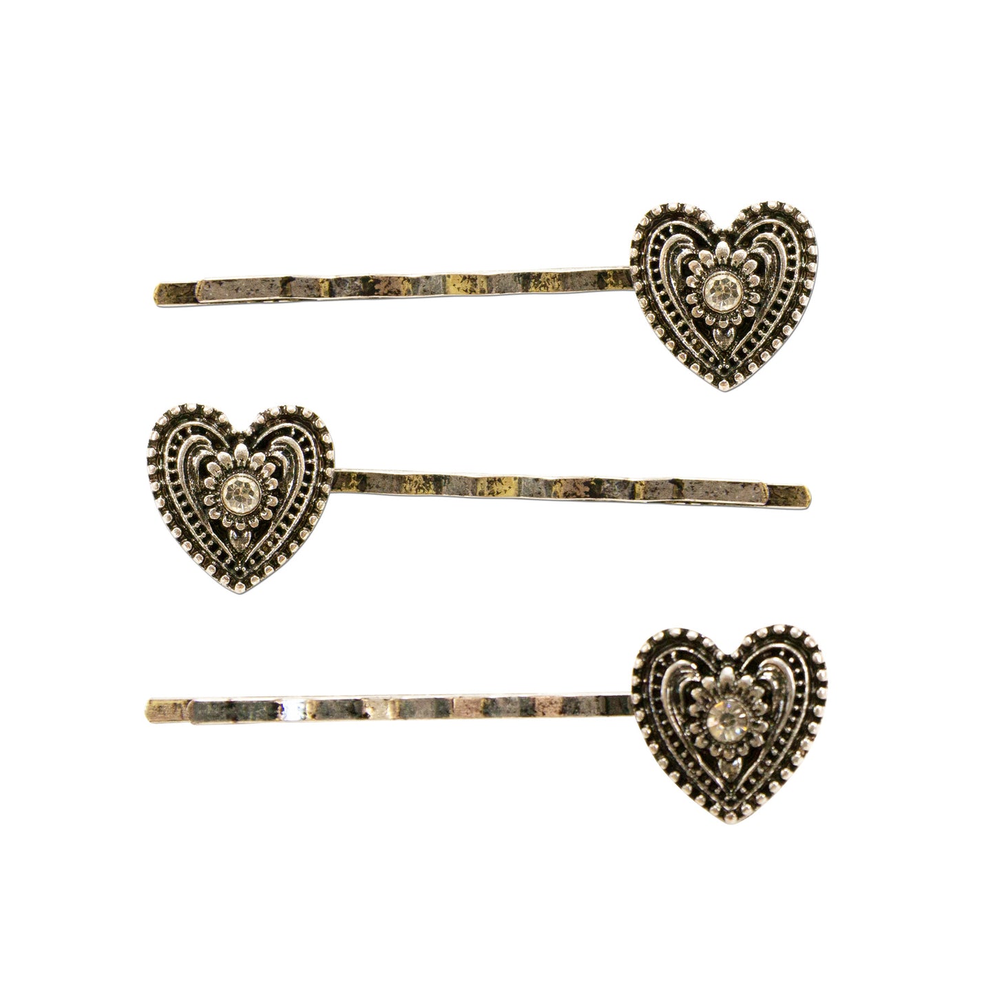 Haarklammer Trachtenherz Antik-Silber