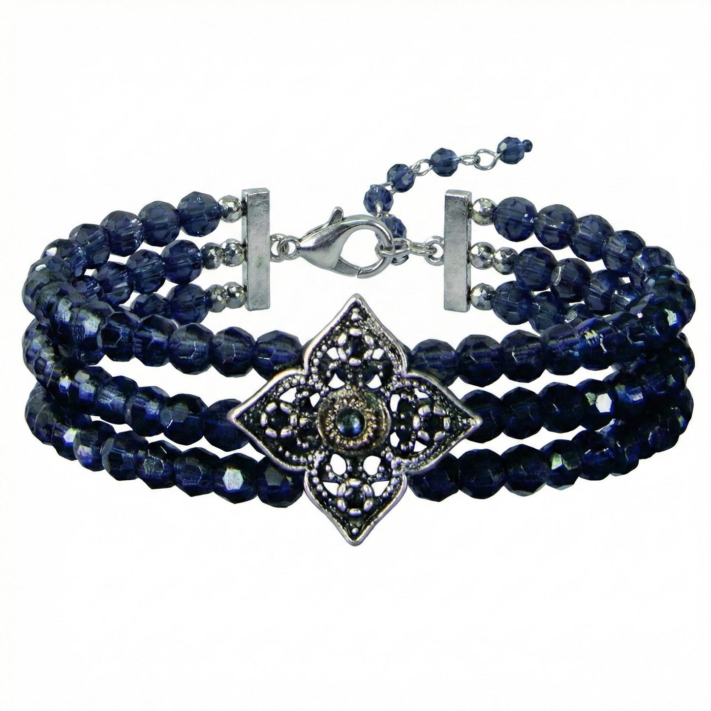 Louisa Perlen Armkette Blau / Grau