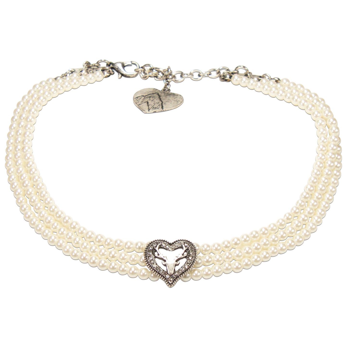 Hirsch Perlen Kropfkette Creme Weiss