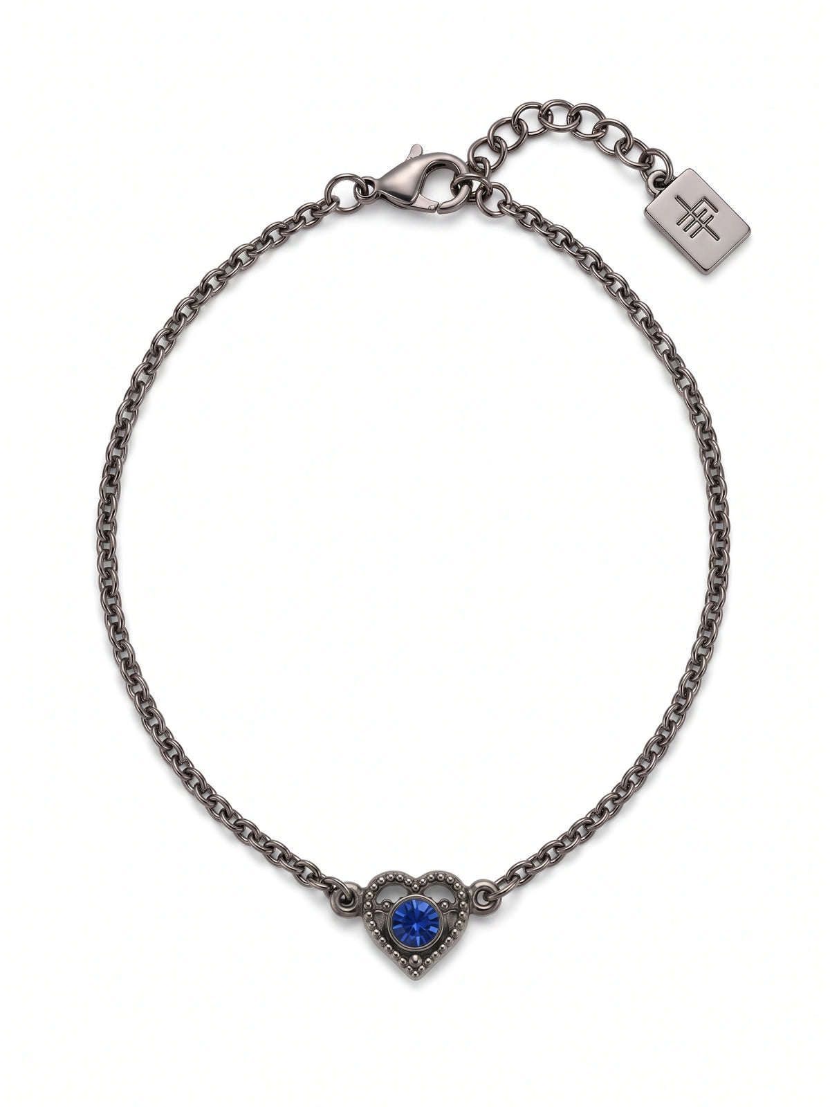 Armband mit Herz Blau/ Altsilber