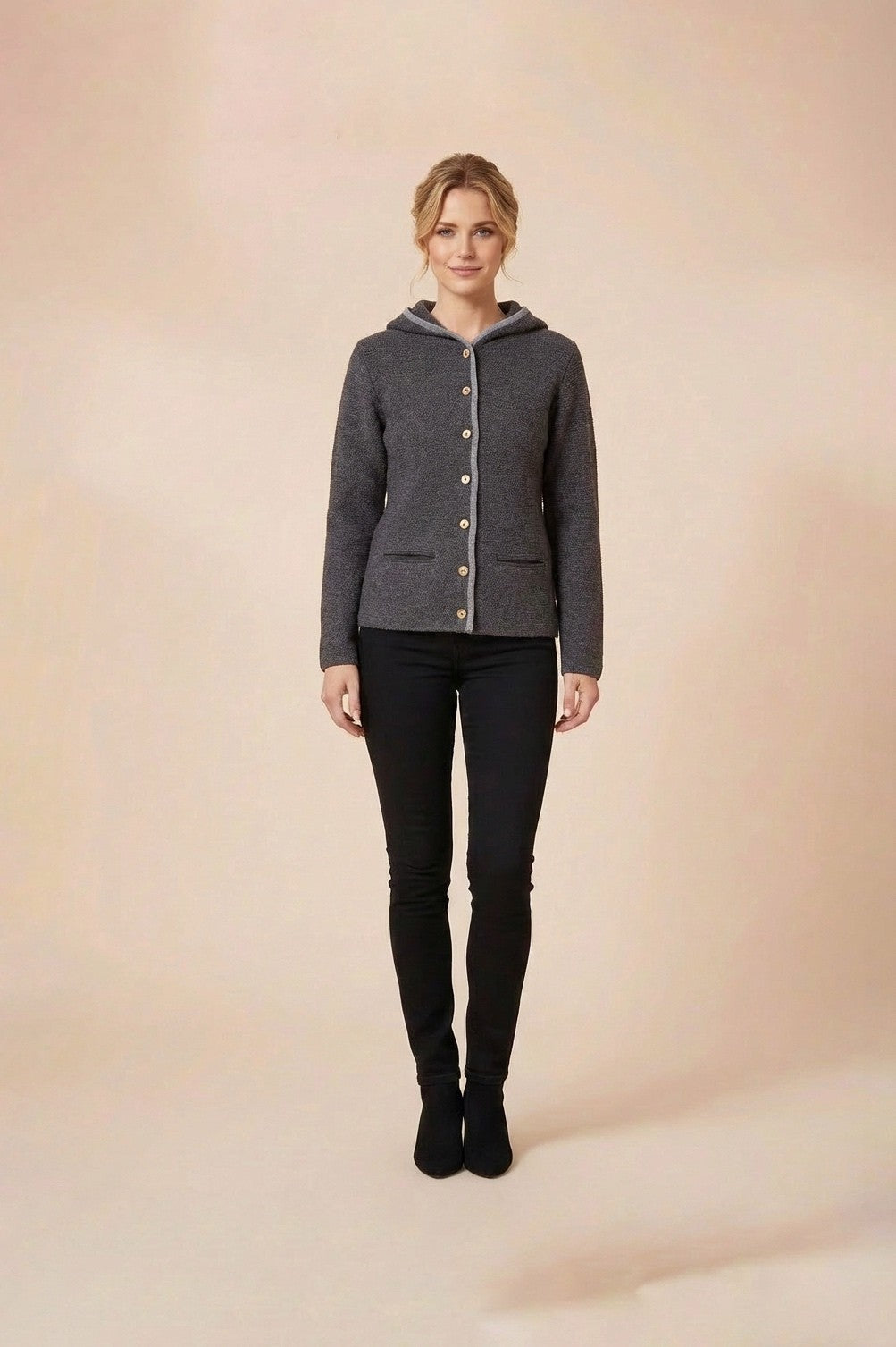 Strickjacke Anthrazit/Grau