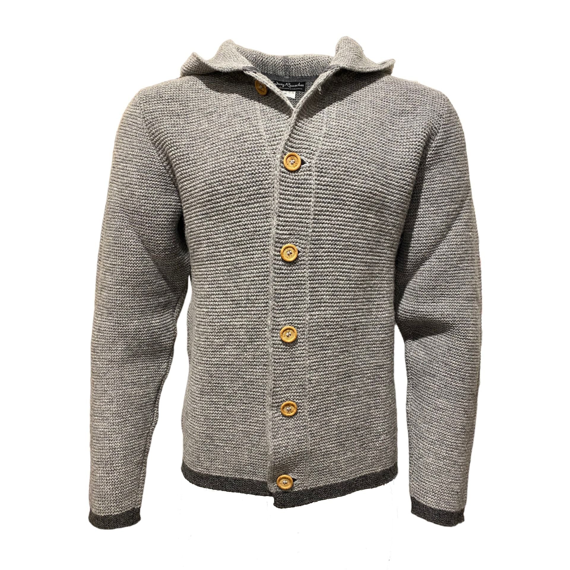 Strickjacke mit Kapuze Hellgrau – Heu Stroh Trachtenmode Shop