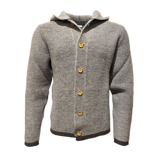 Strickjacke mit Kapuze in hellgrau