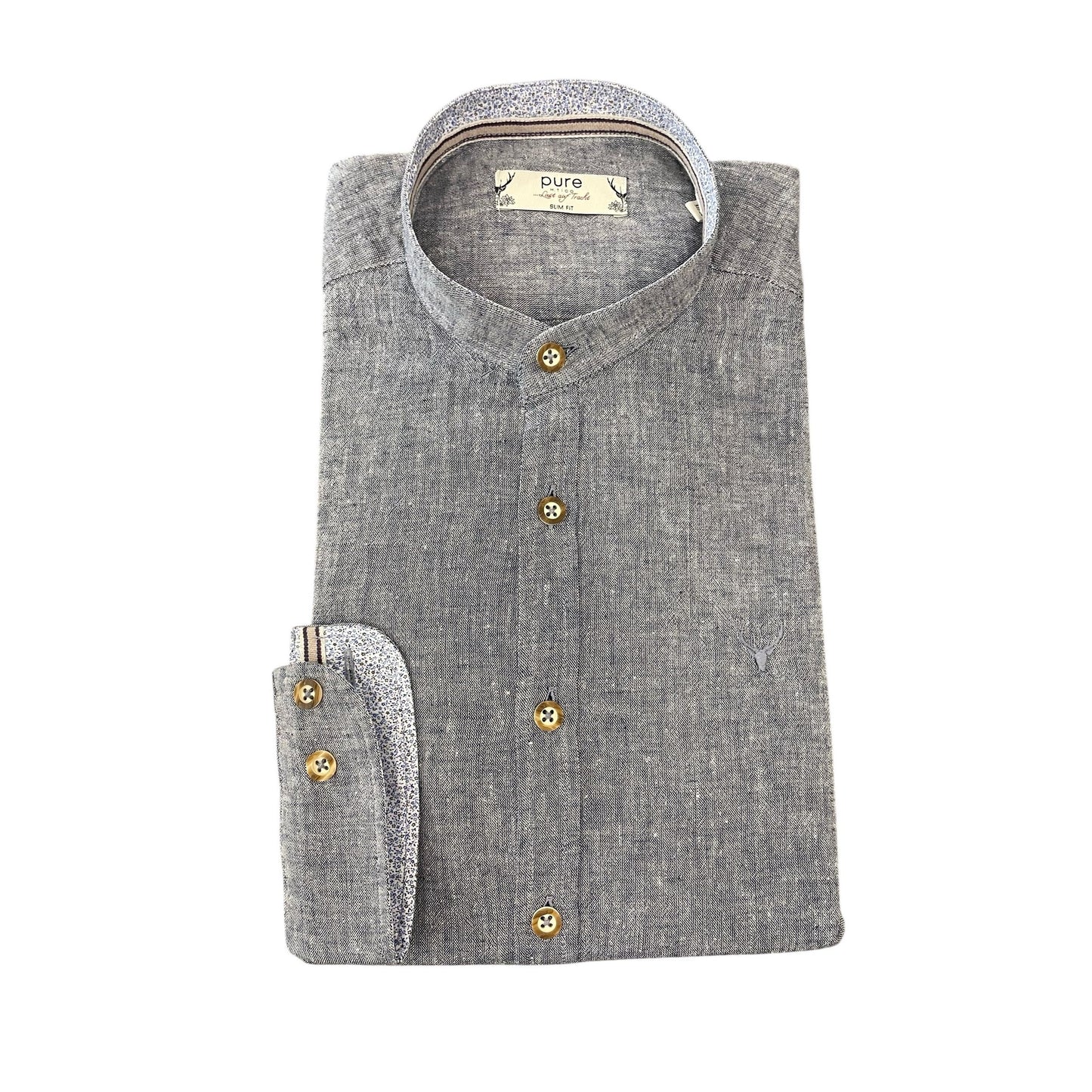 Hemd mit Stehkragen in blau