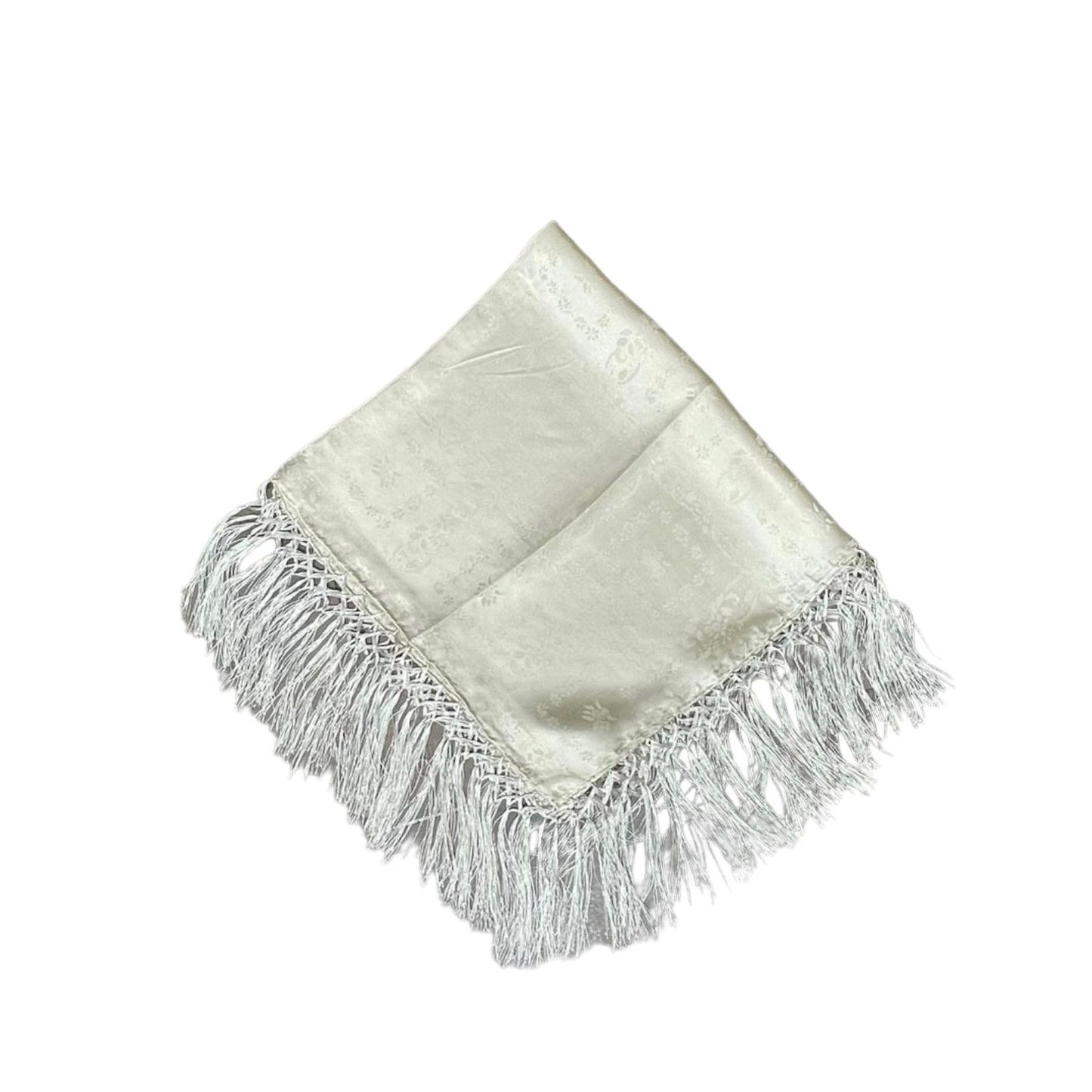 Seidentuch mit Fransen in ecru