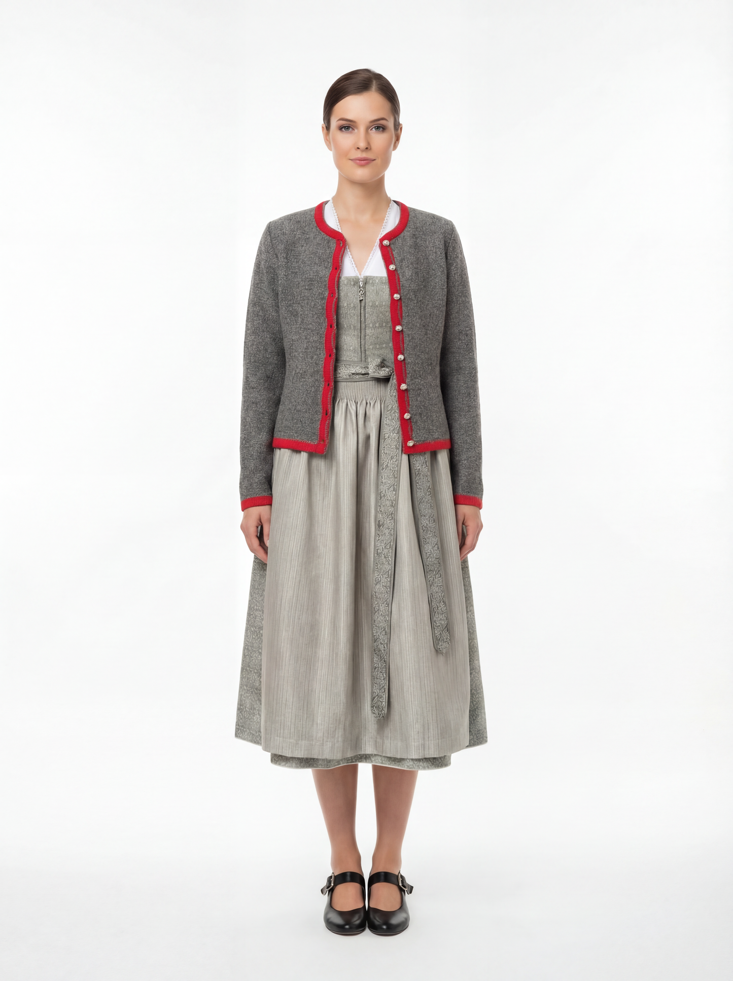 Strickjacke Grau/Rot