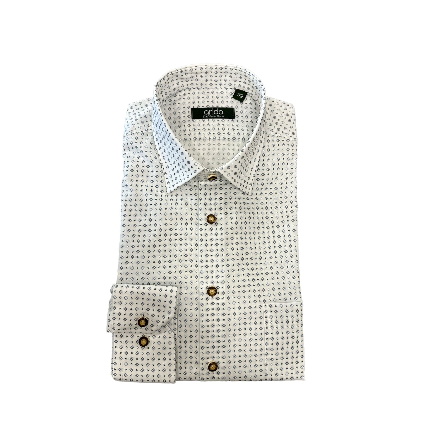 Hemd weiss blau grün gemustert