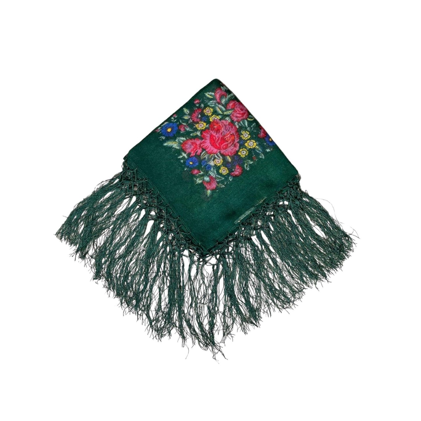 Wolltuch mit Fransen in forest