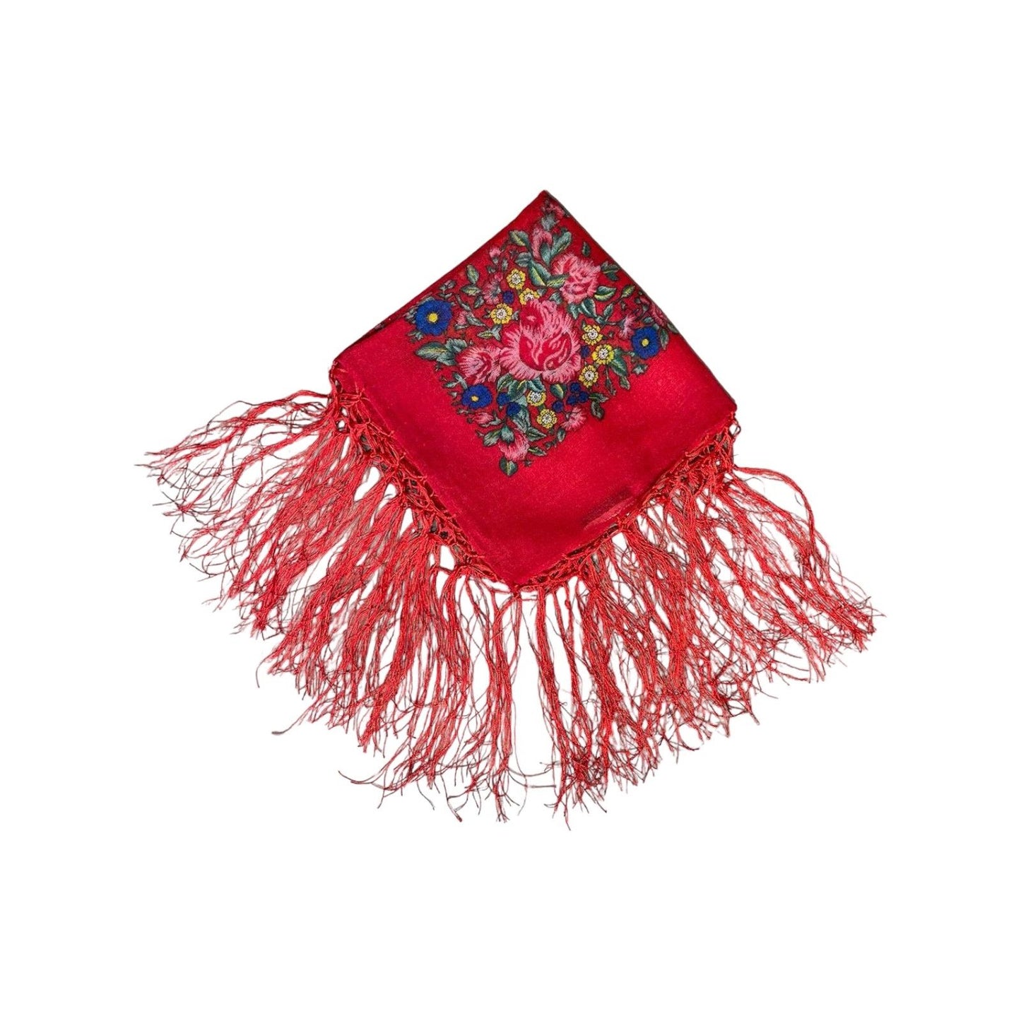 Wolltuch mit Fransen in rot