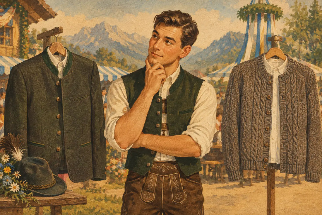 Trachtenjanker oder Strickjacke wählen beim Fest