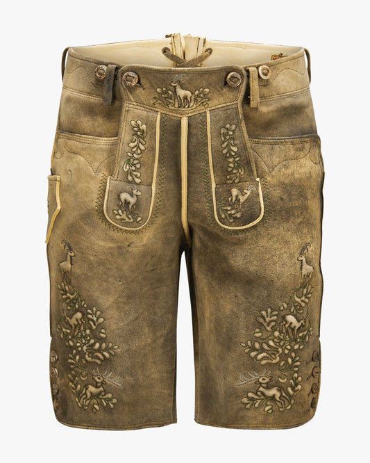 Hirschlederhose Sonntagshorn in altschwarz