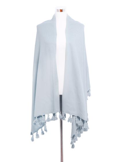 Bommelponcho Frostblau