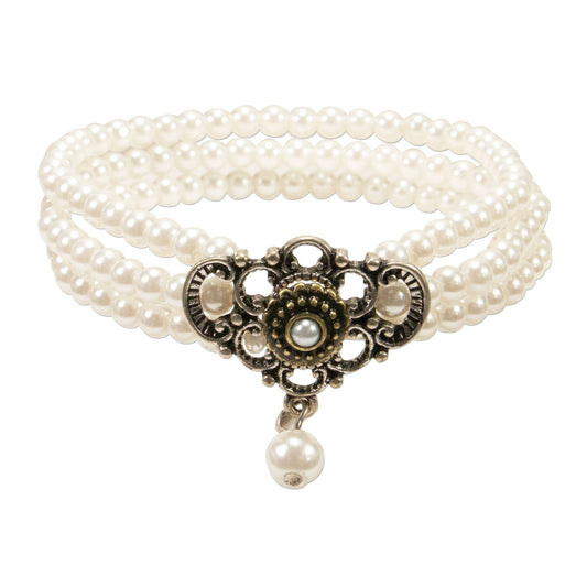 Perlenarmband Hedwig Creme-Weiss