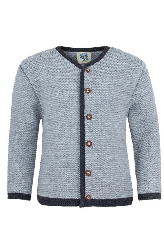 Buben Strickjacke Rundhals grau