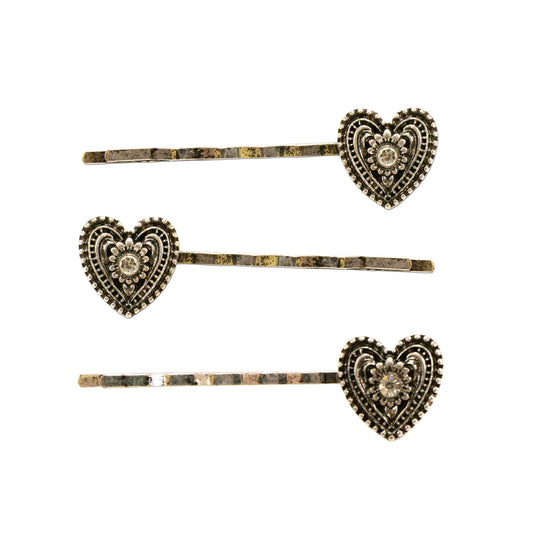 Haarklammer Trachtenherz Antik-Silber