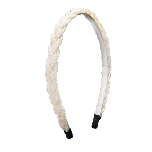 Haarreif Flechtoptik Creme Weiss