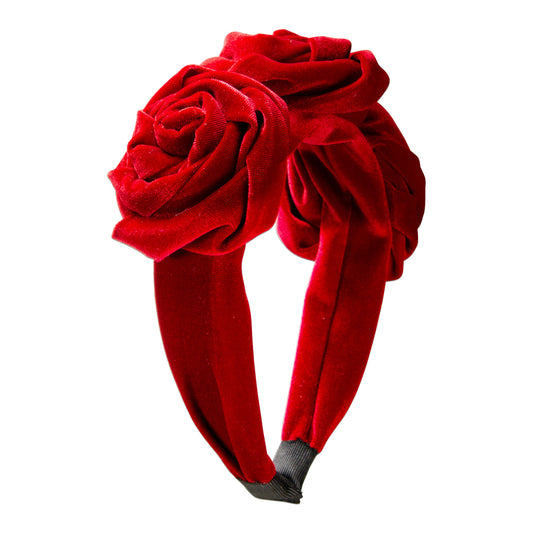Samt Haarreif Blüten Rot