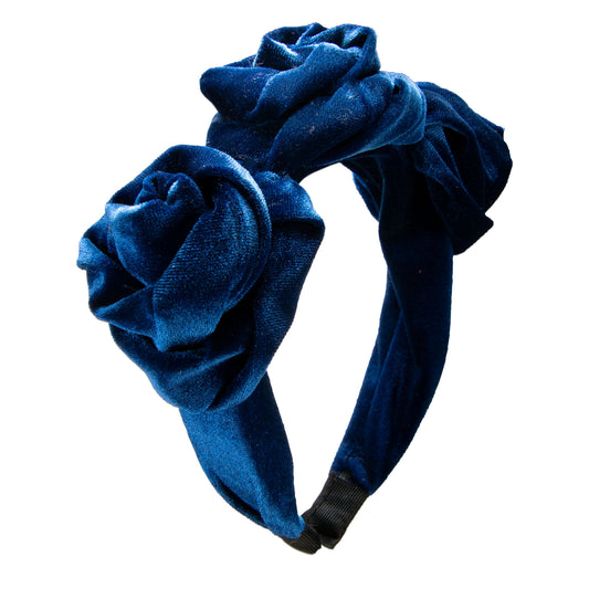 Samt Haarreif Blüten Blau
