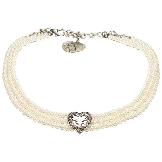 Hirsch Perlen Kropfkette Creme Weiss