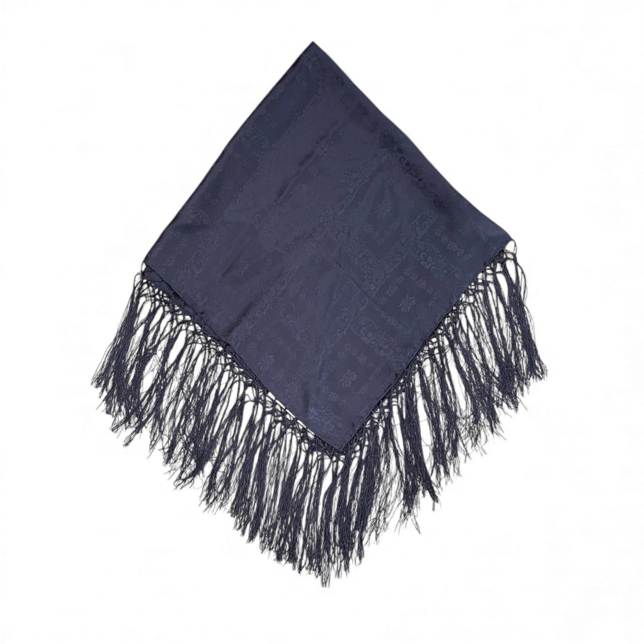 Seidentuch mit Fransen Dunkel Blau