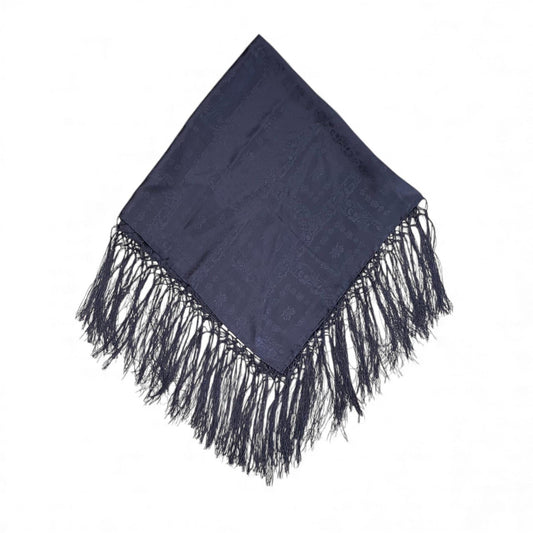 Seidentuch mit Fransen Dunkel Blau