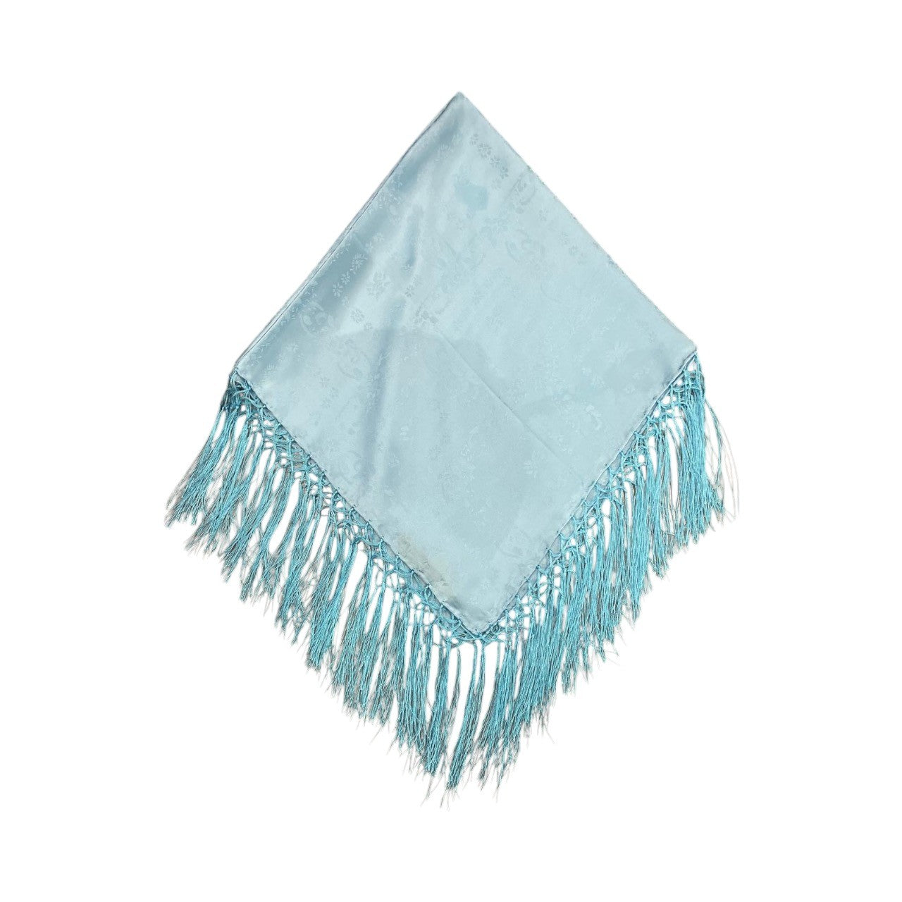 Seidentuch mit Fransen Hellblau