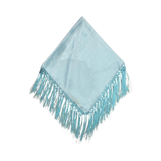 Seidentuch mit Fransen Hellblau