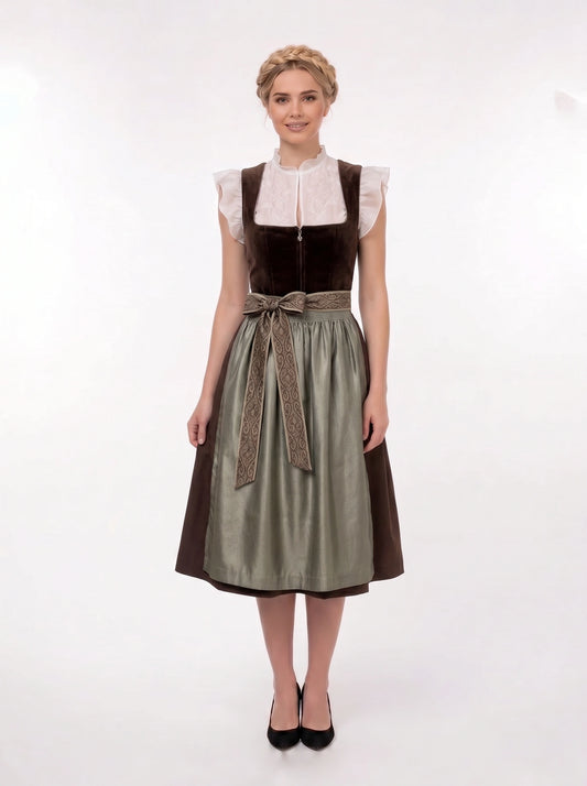 Dirndl Samt Braun