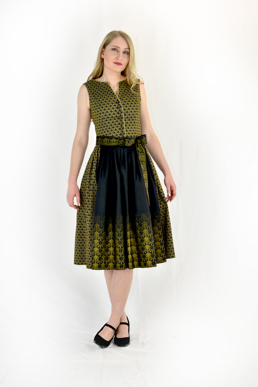 Dirndl von Glanz und Zauber in Schwarz/Messing D396