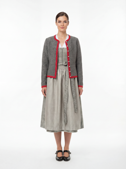 Strickjacke Grau/Rot